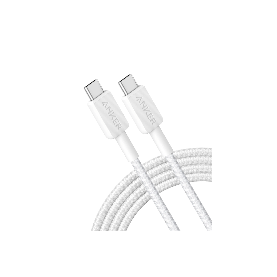 Anker 322 USB-C to USB-C Braided Cable 60W 6ft - White in Qatar Anker 322 USB-C to USB-C Braided Cable 60W 6ft - White in Qatar